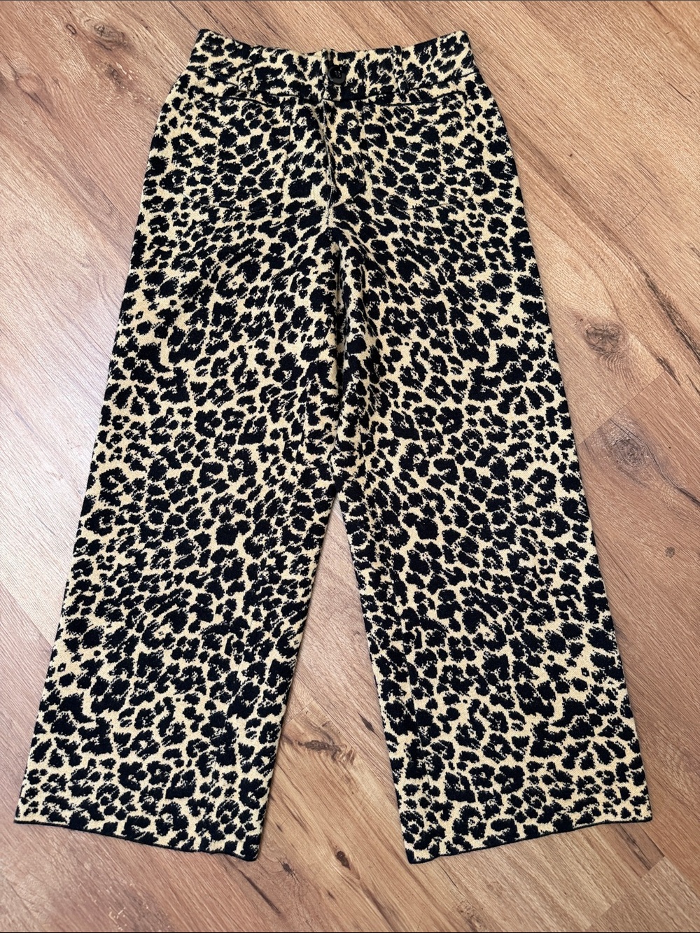 Maeve (the Colette) Leopard-Print Knit Pants in Black and Tan, size XS - Picture 2 of 3